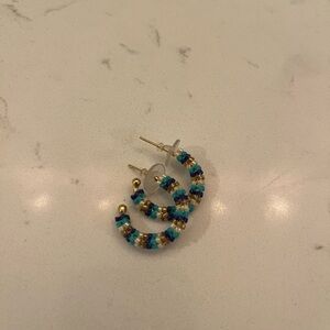 Beaded Hoop Earrings with Gold Accents